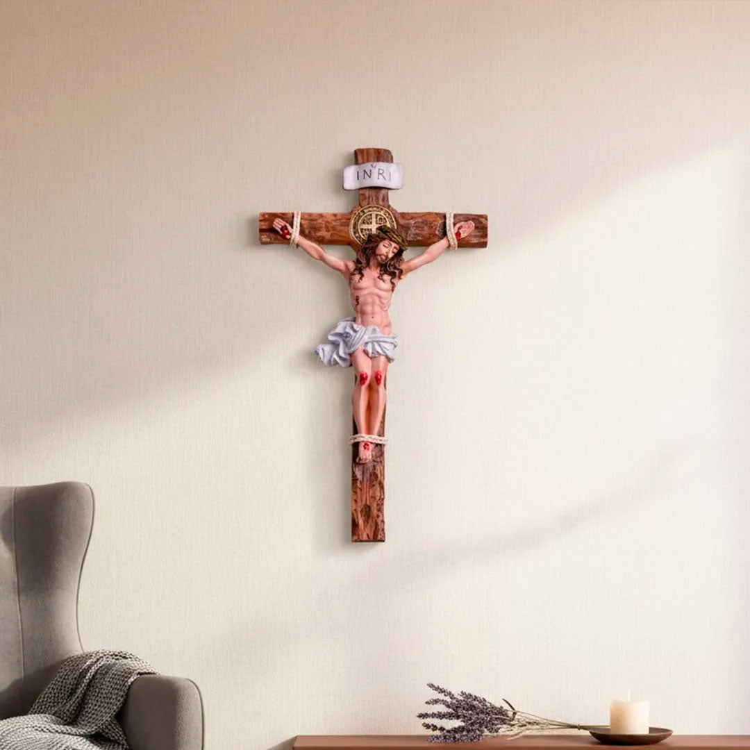 Crucifixo Paixão de Cristo em Resina - Parede