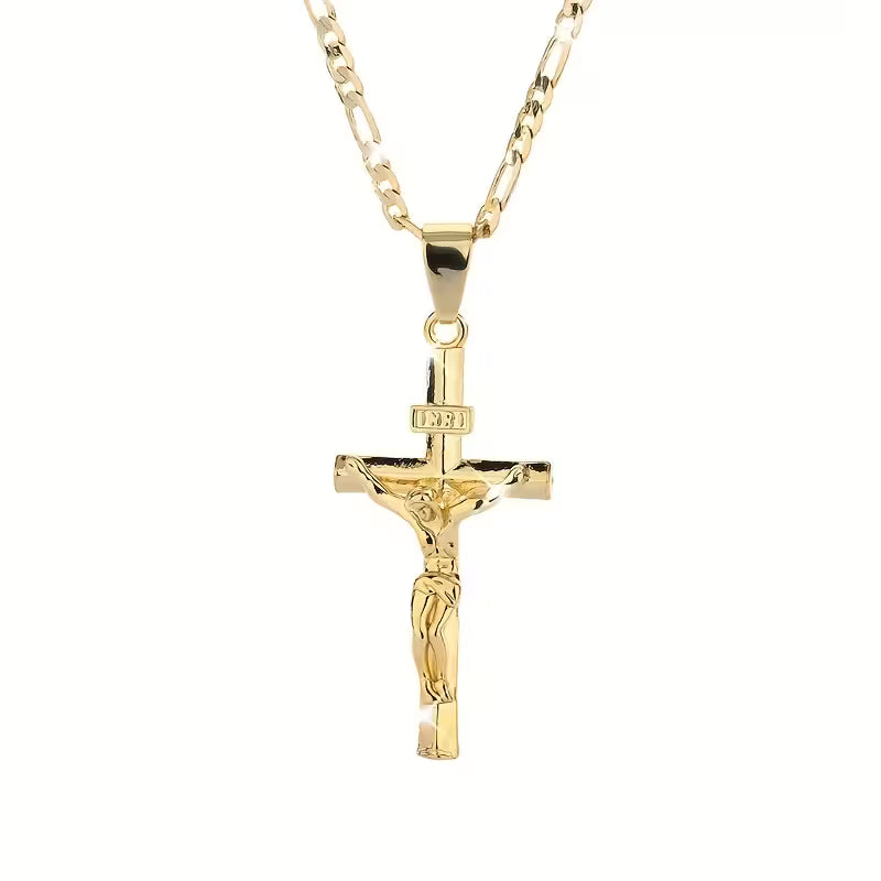 Colar com Pingente de Cruz de Jesus Cristo