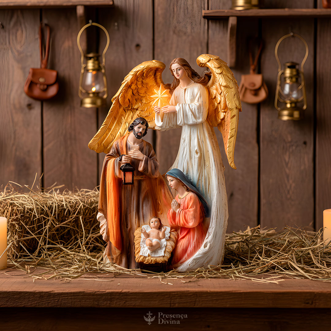 Imagem Presépio Sagrada Família com Anjo