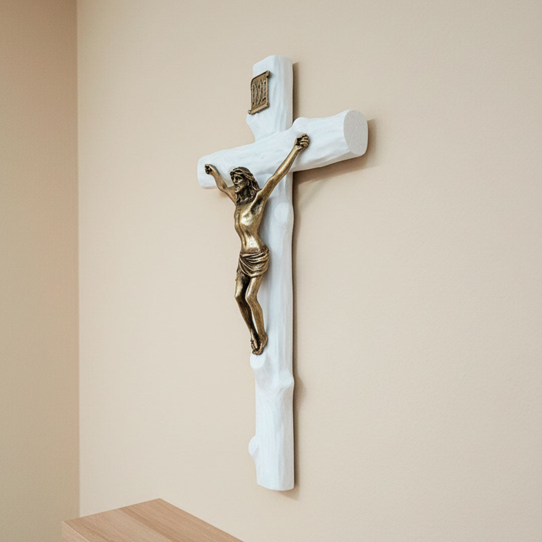 Crucifixo Redentor em Resina e Metal - Parede