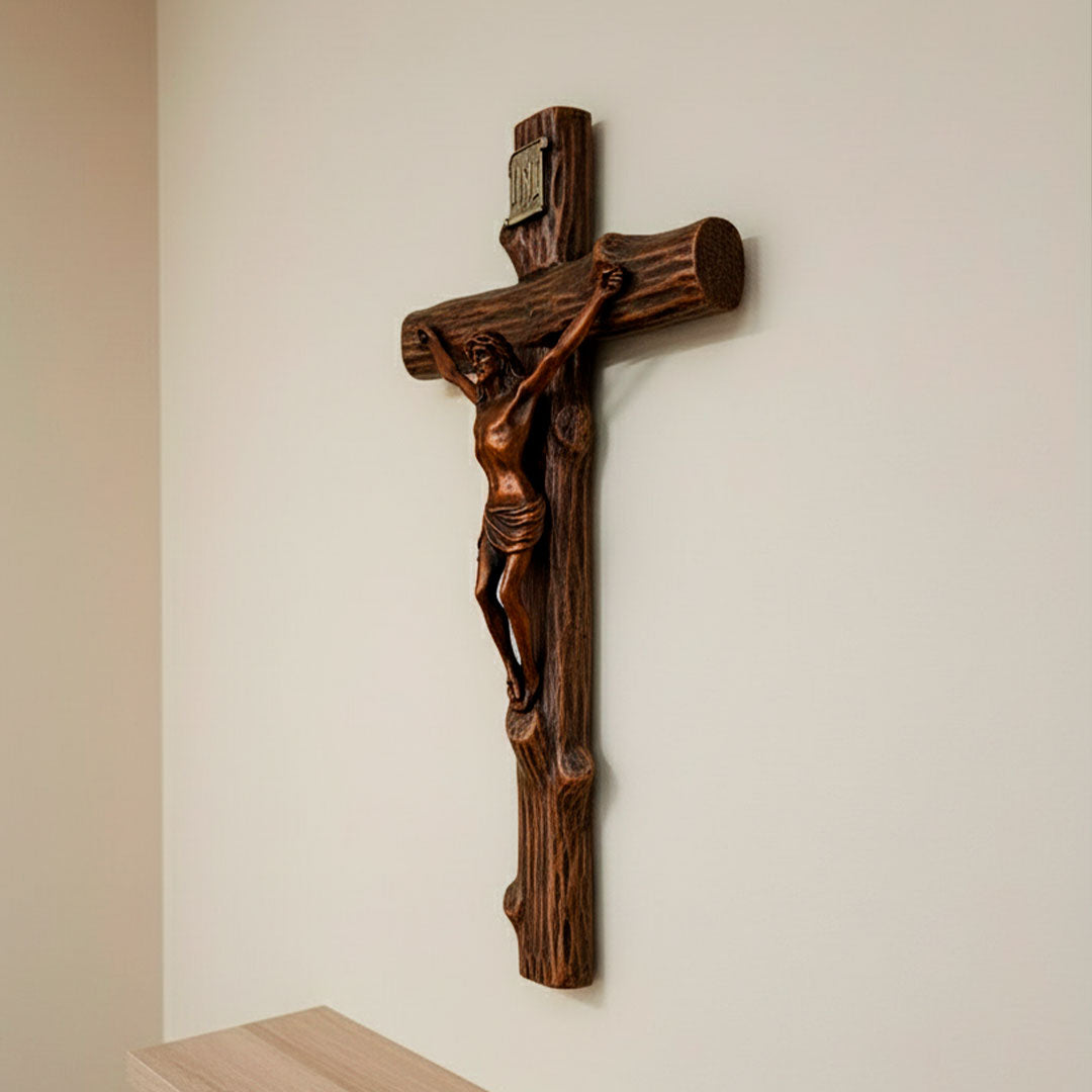 Crucifixo Redentor em Resina e Metal - Parede