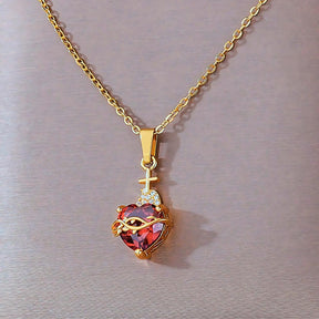 Colar Pingente Sagrado Coração de Jesus - Zircônia