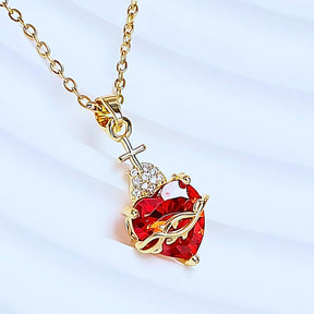 Colar Pingente Sagrado Coração de Jesus - Zircônia