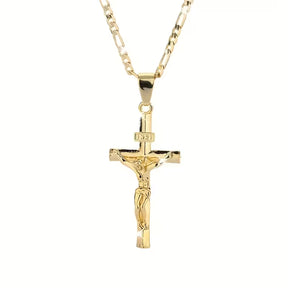 Colar com Pingente de Cruz de Jesus Cristo