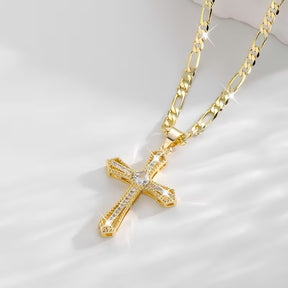 Colar com Pingente de Cruz com Strass